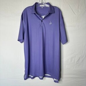 Peter Millar Mens Large Purple Micro Dot Performance Golf Polo Shirt Stretch L